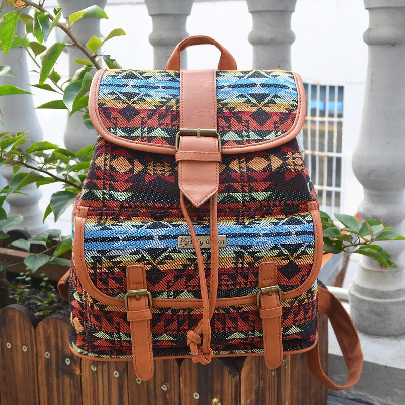 Wholesale Canvas Vintage Western Striped Canvas Backpack